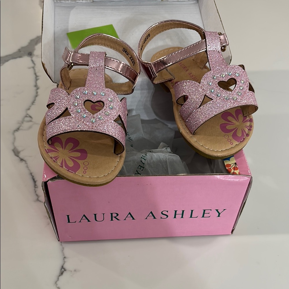 Laura Ashley Pink Glitter Kids Sandals